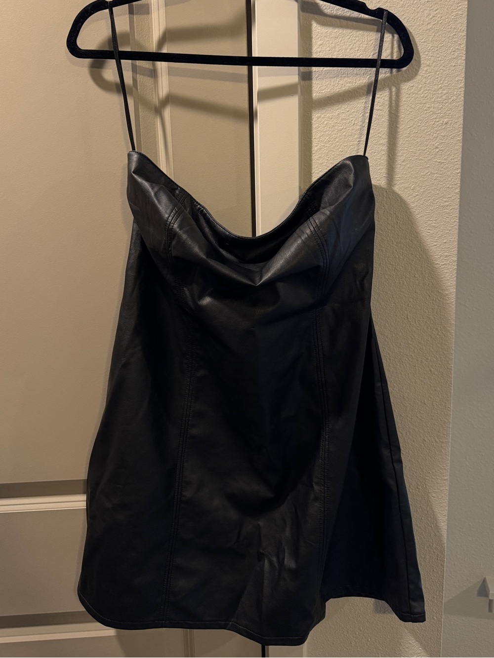 Black Vegan Leather Slip Tube Dress